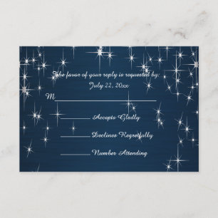 Charming Star Struck Wedding   Navy Blue RSVP Karte