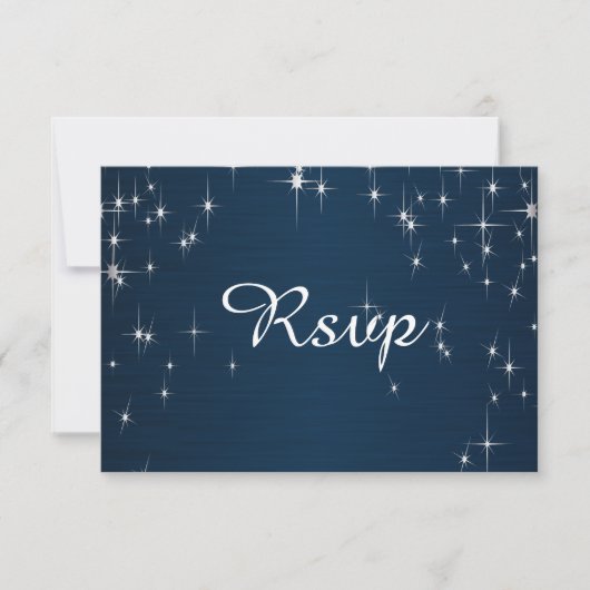 Charming Star Struck Wedding | Navy Blue RSVP Karte (Vorderseite)