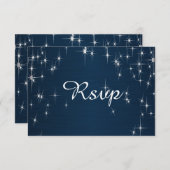 Charming Star Struck Wedding | Navy Blue RSVP Karte (Vorne/Hinten)