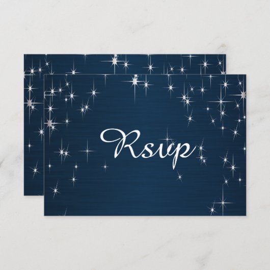 Charming Star Struck Wedding | Navy Blue RSVP Karte (Vorne/Hinten)