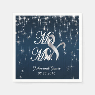 Charming Star Struck Wedding Navy Blue Serviette