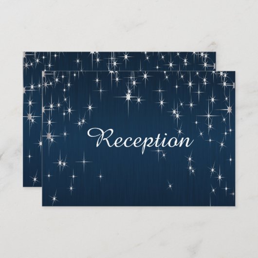 Charming Starstruck Wedding Navy Blue - Empfang Einladung (Vorne/Hinten)
