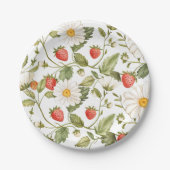 Charming Strawberry Daisy Botanical Watercolor  Pappteller (Vorderseite)