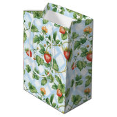 Charming Strawberry & Leaf Muster - Vintag Mittlere Geschenktüte (Rückseite Schrägansicht)