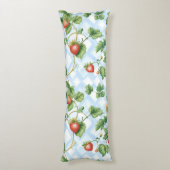 Charming Strawberry & Leaf Muster - Vintag Seitenschläferkissen (Rückseite (Vertikal))