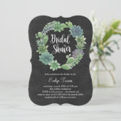 Charming Succulents Bridal Dusche Einladung (Stehend Vorderseite)