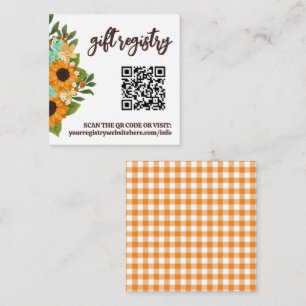 Charming Sunflowers QR Code Geschenkregister Klein Begleitkarte