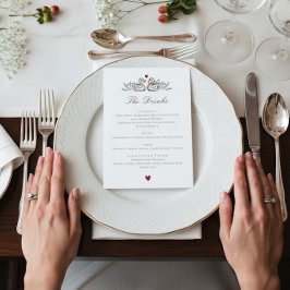 Charming Swan Pair Love Wedding drinks Menu Card Menükarte