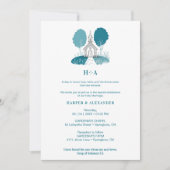 Charming Teal Church Christian Wedding Einladung (Vorderseite)