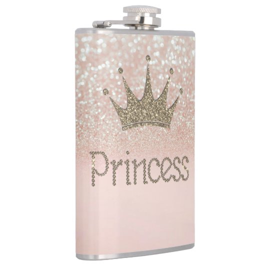 Charming, Tiara, Prinzessin, Glitzer Bokeh Flachmann (Rechts)