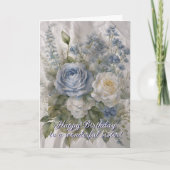 Charming Timeless Blue und White Roses Geburtstag Karte (Vorderseite)