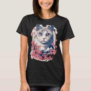 Charming Tokyo Cat in Japanisch Kirschblossom T-Shirt