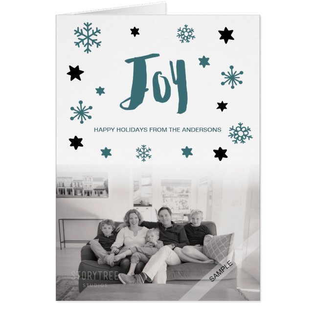 Charming Trendy Joy Blue Green Holiday Foto (Vorne)