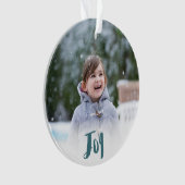 Charming Trendy Joy Blue Green Holiday Foto Ornament (Vorderseite)
