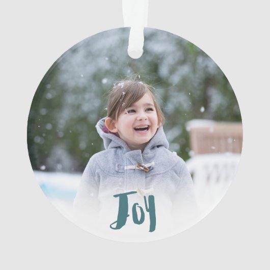 Charming Trendy Joy Blue Green Holiday Foto Ornament (Rückseite)