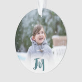 Charming Trendy Joy Blue Green Holiday Foto Ornament (Vorderseite)