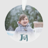 Charming Trendy Joy Blue Green Holiday Foto Ornament (Vorderseite)