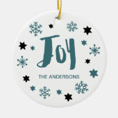 Charming Trendy Joy Blue Green Holiday Keramikornament (Vorne)