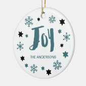 Charming Trendy Joy Blue Green Holiday Keramikornament (Links)