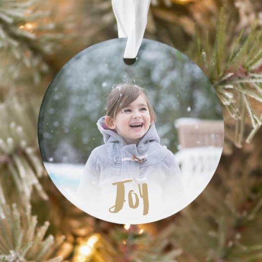 Charming Trendy Joy Holiday Foto Ornament (Baum)
