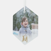 Charming Trendy Joy Holiday Foto Ornament Aus Glas (Vorderseite Links)