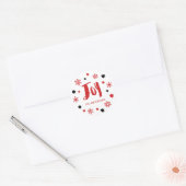 Charming Trendy Joy Red Holiday Runder Aufkleber (Umschlag)