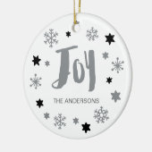 Charming Trendy Joy Silver Gray Holiday Keramik Ornament (Links)