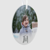 Charming Trendy Joy Silver Holiday Foto Ornament (Vorderseite)