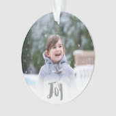 Charming Trendy Joy Silver Holiday Foto Ornament (Vorderseite)