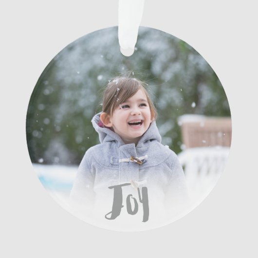 Charming Trendy Joy Silver Holiday Foto Ornament (Vorderseite)