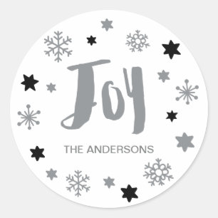 Charming Trendy Joy Silver Holiday Runder Aufkleber