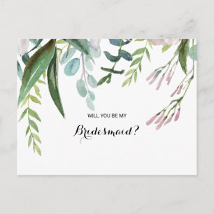 Charming Tropical Floral & Greenery Bridesmaid Einladungspostkarte