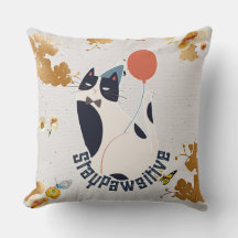 Charming Tuxedo Cat Stay Pawsitive Elegant Throw P
