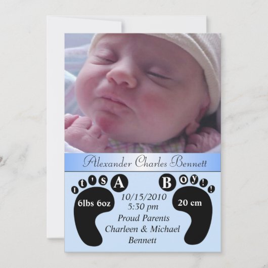 Charming & Unique Baby Birth Ankündigung (Vorderseite)