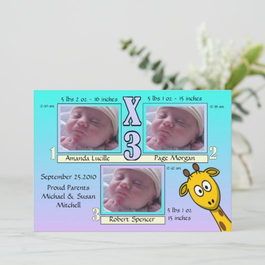 Charming & Unique Baby Birth Ankündigung (Stehend Vorderseite)