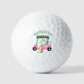 Charming Unique Golf Cart Clubs Monogram Name Golfball (Vorderseite)