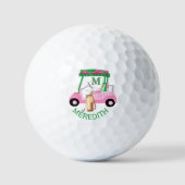 Charming Unique Golf Cart Clubs Monogram Name Golfball (Vorderseite)