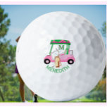 Charming Unique Golf Cart Clubs Monogram Name Golfball<br><div class="desc">Ein charmanter, einzigartiger Golfwagen - pink und grün - geschmackvoll fertig - bereit zum Laufen - Golfball - Das ist ein großartiges Geschenk für alle Golfliebhaber - unterhaltsam / attraktiv / einzigartig. Personalisieren Sie es mit Ihren CUSTOM-zweifarbigen Initialen/Monogramm und Vornamen. Wenn Sie Fragen zum Design oder eine spezielle Anfrage haben,...</div>