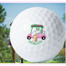 Charming Unique Golf Cart Clubs Monogram Name Golfball