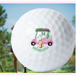 Charming Unique Golf Cart Clubs Monogram Name Golfball