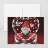 Charming Valentine Gnome in Crystal Heart Display Postkarte (Vorne/Hinten)