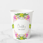 Charming Vibranly Yellow Pink Wildblume Script Pappbecher (Rückseite)