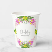 Charming Vibranly Yellow Pink Wildblume Script Pappbecher (Vorderseite)