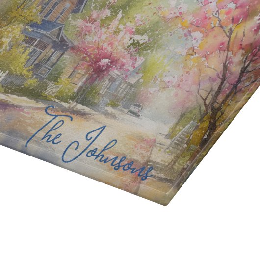 Charming Village Street im Frühjahr Schneidebrett (Ecke)