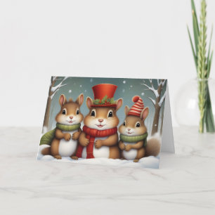 Charming Vintage Christmas Chipmunks Karte