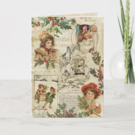 Charming Vintage Christmas Ephemera Collage Feiertagskarte