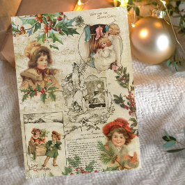 Charming Vintage Christmas Ephemera Collage Feiertagskarte