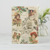 Charming Vintage Christmas Ephemera Collage Feiertagskarte (Stehend Vorderseite)