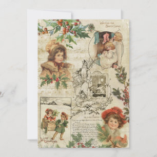 Charming Vintage Christmas Ephemera Collage Feiertagskarte