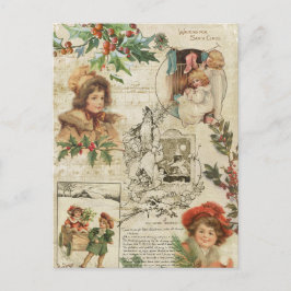 Charming Vintage Christmas Ephemera Collage Feiertagspostkarte